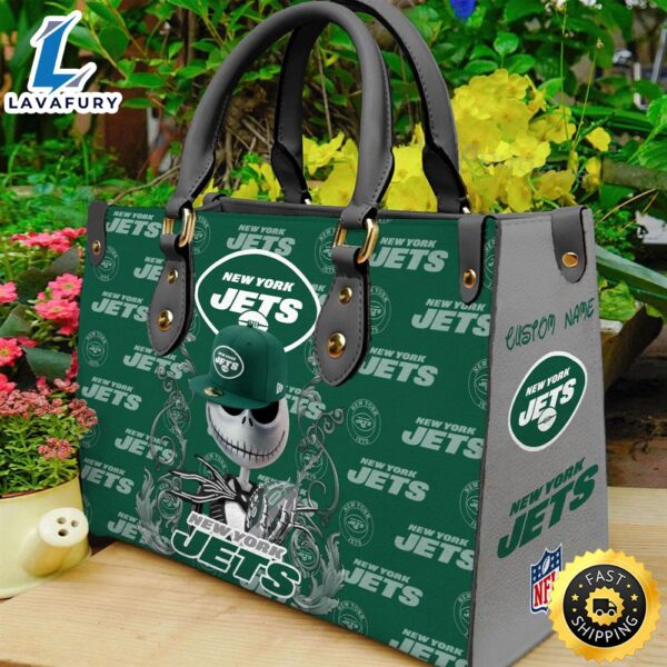 New York Jets NFL Jack Skellington Women Leather Hand Bag