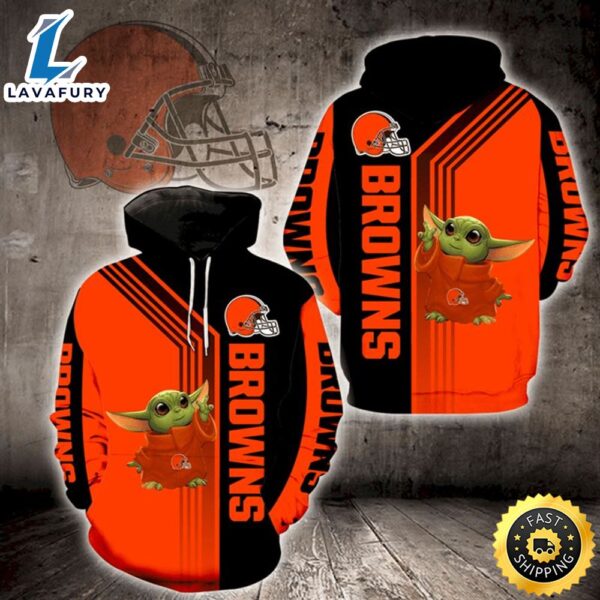 Nfl Baby Yoda Cleveland Browns 3d Hoodie All Over Print