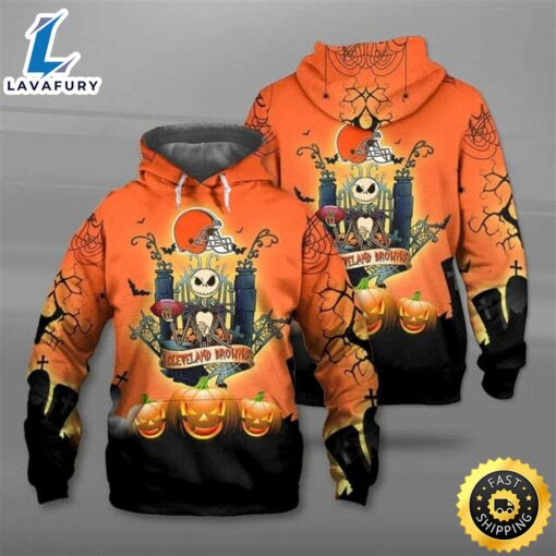 Nfl Cleveland Browns Jack Skellington Halloween Pullover Hoodie