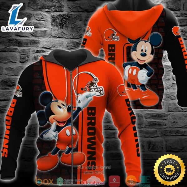 Nfl Cleveland Browns Mickey Mouse Disney 3d Full Printing Shirt