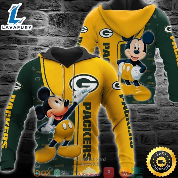 Nfl Gray Packers Mickey Mouse 3d Hoodie