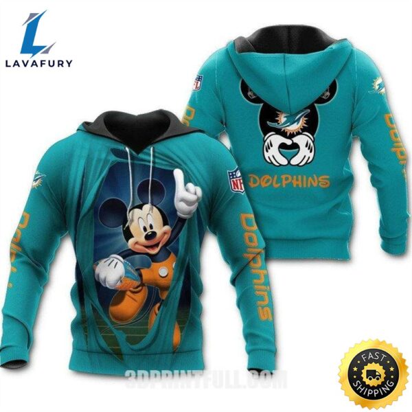 Nfl Miami Dolphins Hoodie 3d Mickey Love