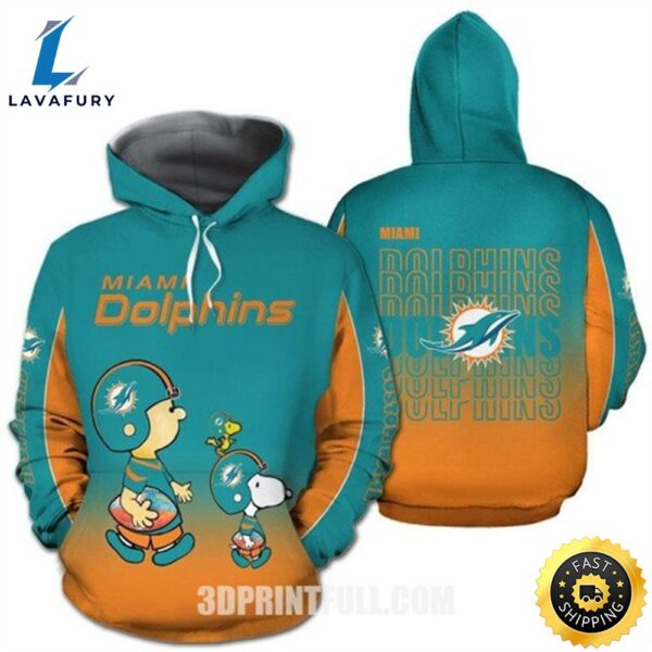 Nfl Miami Dolphins Hoodie American Football Team The Snoopy Show Custom Name 3d