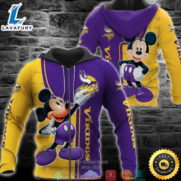 Nfl Minnesota Vikings Mickey Mouse Disney 3d Full Printing Shirt