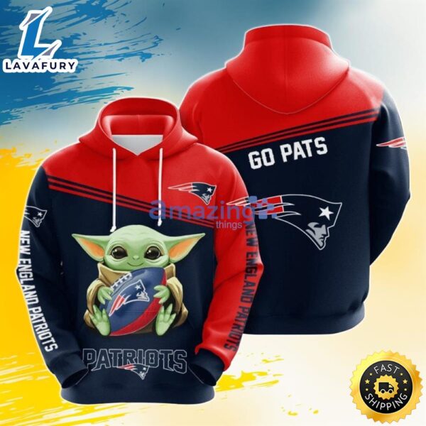 Nfl New England Patriots Baby Yoda 3d Pullover Hoodie For Fans