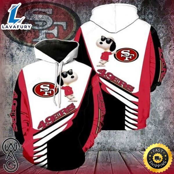 Nfl San Francisco 49ers Snoopy 3d All Over Print Zip Up Hoodie Option