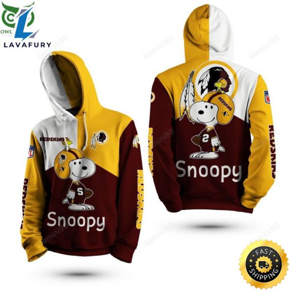 Nfl Washington Redskins Snoopy 3d Hoodie