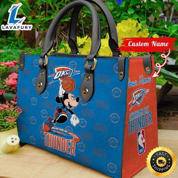 Oklahoma City Thunder NBA Mickey Women Leather Hand Bag