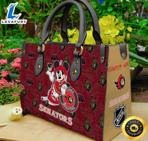 Ottawa Senators NHL Mickey Women Leather Hand Bag