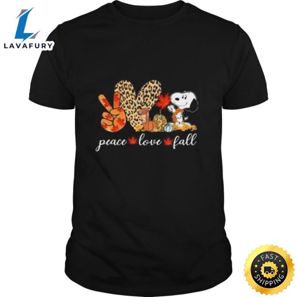 Peace Love Fall Snoopy Leopard Shirt