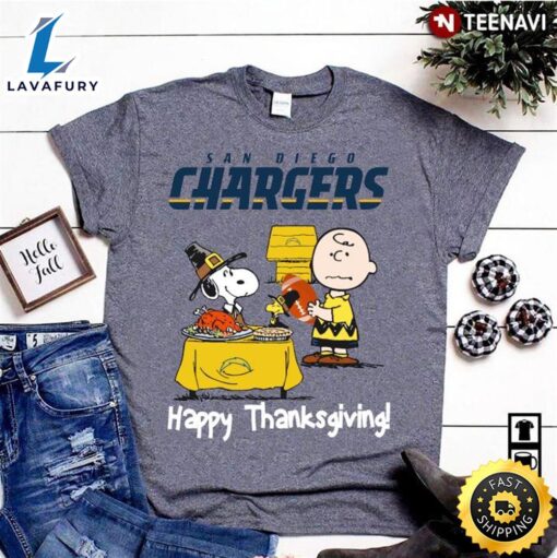 Peanuts Los Angeles Chargers Football Happy Thanksgiving