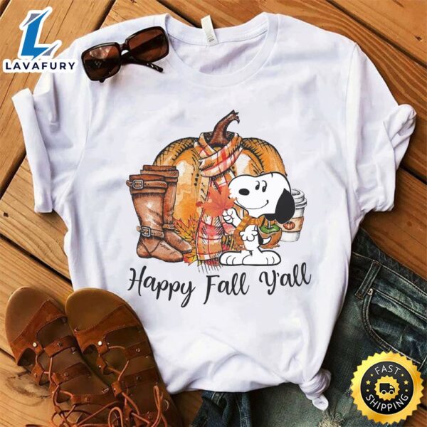 Peanuts Thanksgiving Shirt Happy Fall Y’ll With Snoopy