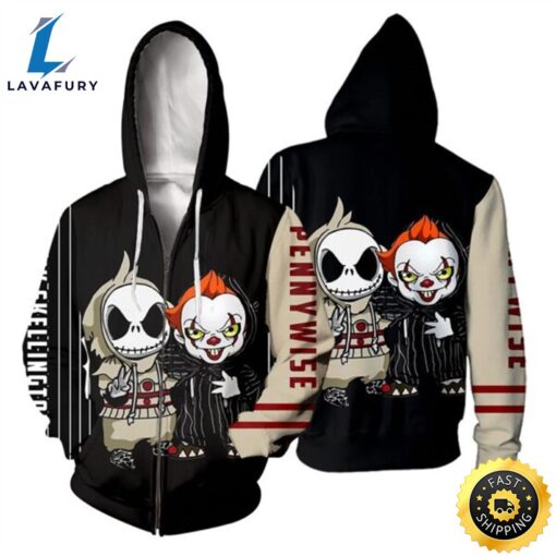 Pennywise & Jack Skellington 3d All Over Print Hoodie