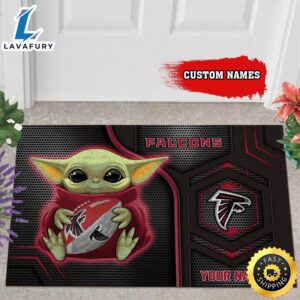 Personalized Atlanta Falcons Baby Yoda All Over Print 3D Doormats-TPH