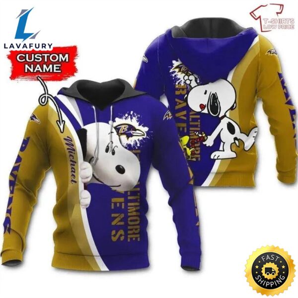 Personalized Baltimore Ravens Snoopy All Over Print 3d Hoodie