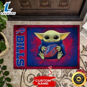 Personalized Buffalo Bills Baby Yoda All Over Print 3D Doormats – Blue Red-TPH