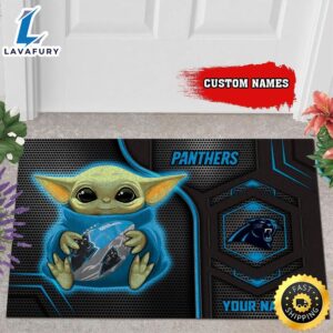Personalized Carolina Panthers Baby Yoda All Over Print 3D Doormats-TPH