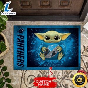Personalized Carolina Panthers Baby Yoda All Over Print 3D Doormats – Blue-TPH