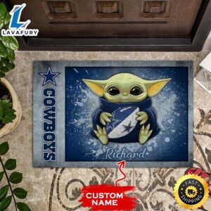 Personalized Dallas Cowboys Baby Yoda All Over Print 3D Doormats – Blue-TPH