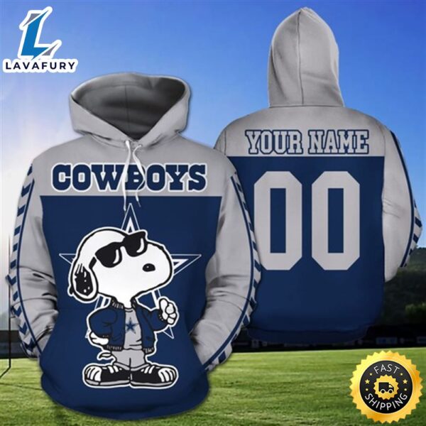 Personalized Dallas Cowboys Snoopy All Over Print Hoodie With Zipper