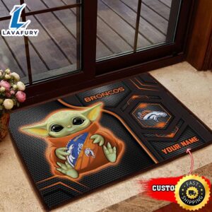 Personalized Denver Broncos Baby Yoda All Over Print 3D Doormats-TPH