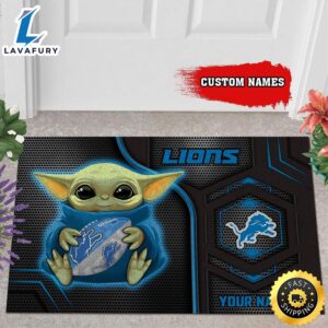 Personalized Detroit Lions Baby Yoda All Over Print 3D Doormats – Black-TPH
