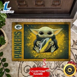 Personalized Green Bay Packers Baby Yoda All Over Print 3D Doormats-TPH