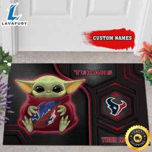 Personalized Houston Texans Baby Yoda All Over Print 3D Doormats-TPH