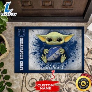 Personalized Indianapolis Colts Baby Yoda All Over Print 3D Doormats-TPH