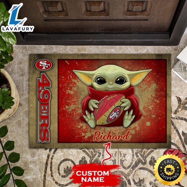 Personalized San Francisco 49ers Baby Yoda All Over Print 3D Doormats-TPH
