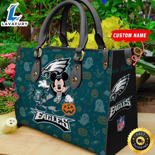 Philadelphia Eagles NFL Mickey Halloween Women Leather Hand Bag