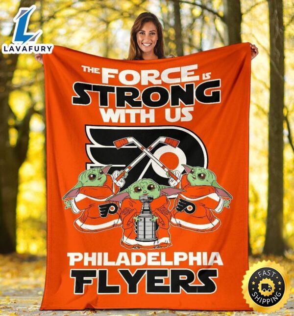 Philadelphia Flyers Baby Yoda Fleece Blanket The Force Strong