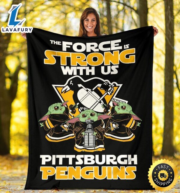 Pittsburgh Penguins Baby Yoda Fleece Blanket The Force Strong