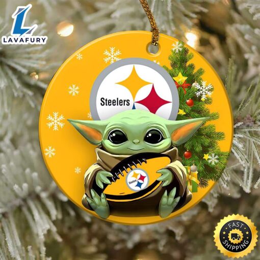 Pittsburgh Steelers Baby Yoda NFL Christmas Ornaments