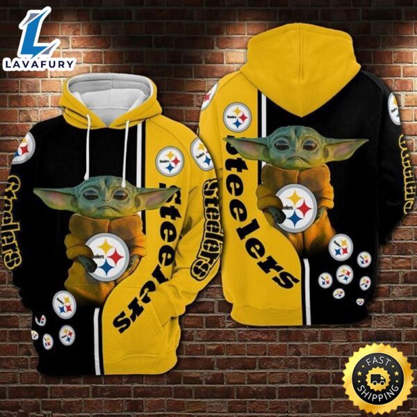 Pittsburgh Steelers Football Baby Yoda 3d Hoodie All Over Printed