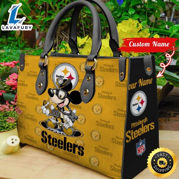 Pittsburgh Steelers Mickey Retro Women Leather Hand Bag
