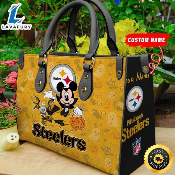 Pittsburgh Steelers NFL Mickey Halloween Women Leather Hand Bag