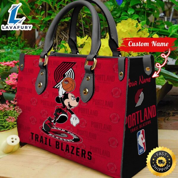 Portland Trail Blazers NBA Mickey Women Leather Hand Bag