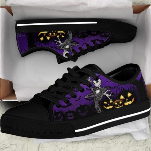 Purple Night Jack Skellington Women Low Top Canvas Shoes