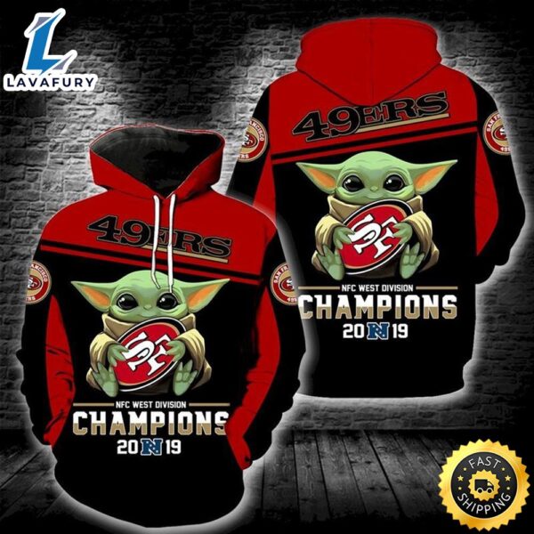 San Francisco 49ers Champions 2019 Baby Yoda 3d Hoodie All Over Printed