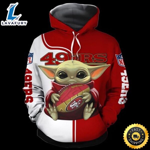 San Francisco 49ers Logo Baby Yoda Star Wars 3d Hoodie All Over Printed
