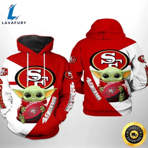 San Francisco 49ers Nfl Baby Yoda Team 3d Printed Hoodie