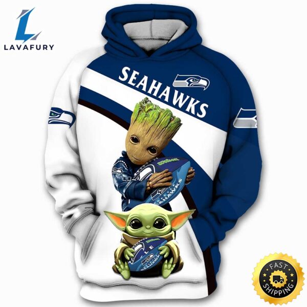 Seattle Seahawks Groot Yoda Guardians Of The Galaxy Star Wars 3d Hoodie All Over Printed