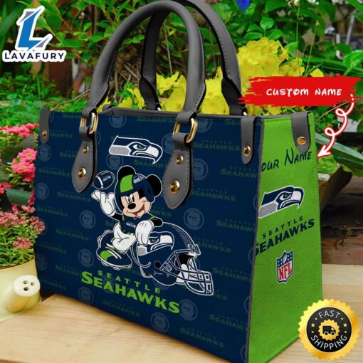 Seattle Seahawks Mickey Women Leather Hand Bag