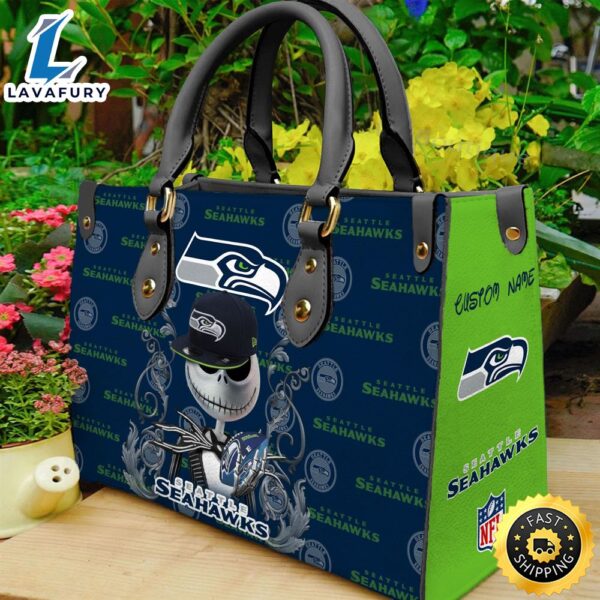Seattle Seahawks NFL Jack Skellington Women Leather Hand Bag