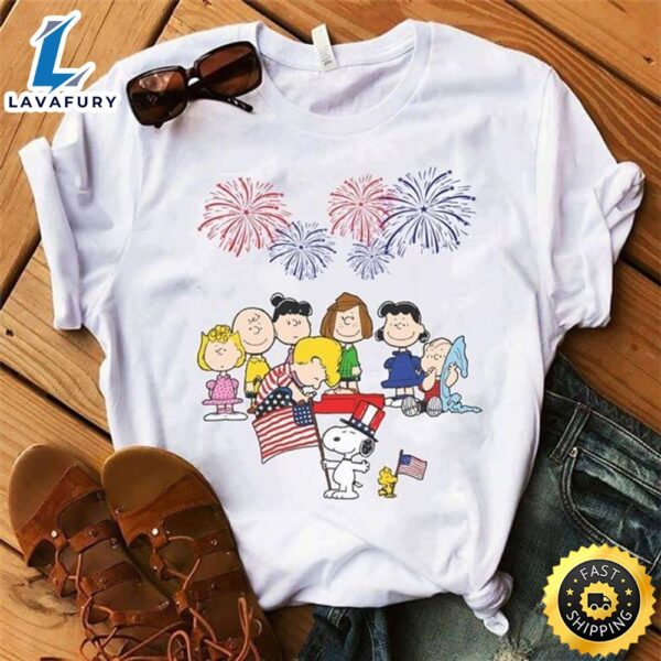 Snoopy And Friends Happy Independence Day 4th Of July White T Shirt