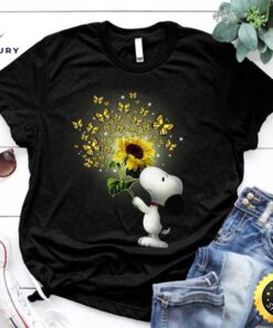 Snoopy And Sunflower Black T…