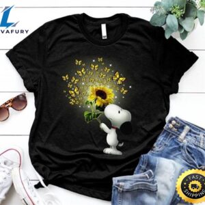 Snoopy And Sunflower Black T…