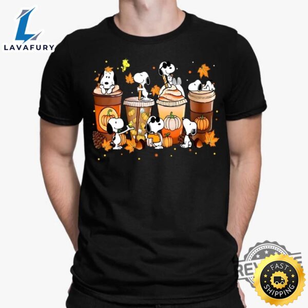 Snoopy Autumn Expresso Coffee Cup Thanksgiving Shirt