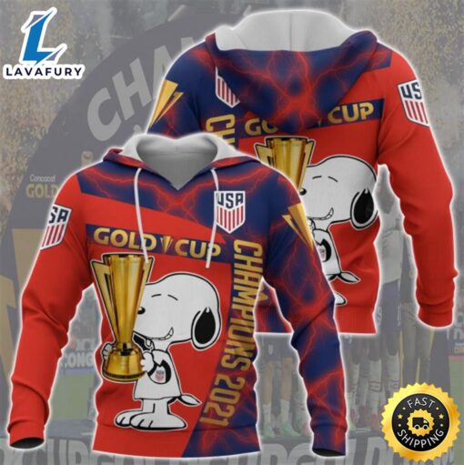 Snoopy Champions 2021 Gold Cup 3d Hoodie